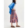 imagechouyatou Womens Retro Plaid Wide Leg Croppped Pants Y2k Baggy Culottes Capri Palazzo Pants with PocketsPink