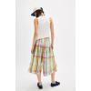 imagechouyatou Womens Retro Plaid Wide Leg Croppped Pants Y2k Baggy Culottes Capri Palazzo Pants with PocketsYellow
