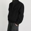 imagechouyatou Mens Fall Winter Wool Blend Bomber Jacket Stand Collar Button Down Flight Windbreaker CoatBlack