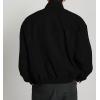 imagechouyatou Mens Fall Winter Wool Blend Bomber Jacket Stand Collar Button Down Flight Windbreaker CoatBlack