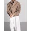 imagechouyatou Mens Fall Winter Wool Blend Bomber Jacket Stand Collar Button Down Flight Windbreaker CoatBrown