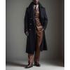 imagechouyatou Mens Winter Double Breasted Long Wool Trench Coat Notched Lapel Wool Blend Pea Coat with PocketsBlack