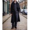 imagechouyatou Mens Winter Double Breasted Long Wool Trench Coat Notched Lapel Wool Blend Pea Coat with PocketsBlack