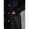 imagechouyatou Mens Winter Double Breasted Long Wool Trench Coat Notched Lapel Wool Blend Pea Coat with PocketsBlack