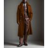 imagechouyatou Mens Winter Double Breasted Long Wool Trench Coat Notched Lapel Wool Blend Pea Coat with PocketsBrown