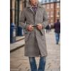 imagechouyatou Mens Winter Houndstooth Wool Coat Business Casual Single Breasted Long Wool Blend Trench CoatDark Apricot