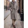 imagechouyatou Mens Winter Houndstooth Wool Coat Business Casual Single Breasted Long Wool Blend Trench CoatDark Apricot