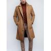 imagechouyatou Mens Winter Single Breasted Wool Coat Business Casual Notch Collar Mid Long Winter Pea CoatCamel