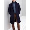 imagechouyatou Mens Winter Single Breasted Wool Coat Business Casual Notch Collar Mid Long Winter Pea CoatNavy Blue