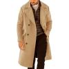 imagechouyatou Mens Winter Wool Blend Pea Coat Double Breasted Notched Lapel Business Casual Midi Long Wool Trench CoatKhaki