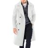 imagechouyatou Mens Winter Wool Blend Pea Coat Double Breasted Notched Lapel Business Casual Midi Long Wool Trench CoatWhite