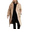 imagechouyatou Mens Winter Double Breasted Midi Long Wool Blend Pea Coat Notched Lapel Business Casual Wool Trench CoatKhaki