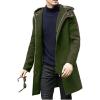 imagechouyatou Mens Winter Hooded Wool Coat Business Casual Zip Up Wool Blend Pea Coat OvercoatArmy Green