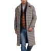 imagechouyatou Mens Winter Houndstooth Wool Coat Business Casual Single Breasted Long Wool Blend Trench CoatDark Apricot