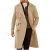 imagechouyatou Mens Winter Wool Blend Pea Coat Double Breasted Notched Lapel Business Casual Midi Long Wool Trench CoatKhaki