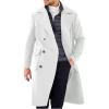 imagechouyatou Mens Winter Wool Blend Pea Coat Double Breasted Notched Lapel Business Casual Midi Long Wool Trench CoatWhite