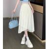 imagechouyatou Womens Asymmetrical Tulip Hem Party Dress Irregular Flowy Swing Accordion Pleated Midi Long SkirtApricot