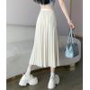 imagechouyatou Womens Asymmetrical Tulip Hem Party Dress Irregular Flowy Swing Accordion Pleated Midi Long SkirtApricot
