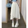 imagechouyatou Womens Asymmetrical Tulip Hem Party Dress Irregular Flowy Swing Accordion Pleated Midi Long SkirtApricot