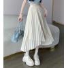 imagechouyatou Womens Asymmetrical Tulip Hem Party Dress Irregular Flowy Swing Accordion Pleated Midi Long SkirtApricot
