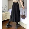 imagechouyatou Womens Asymmetrical Tulip Hem Party Dress Irregular Flowy Swing Accordion Pleated Midi Long SkirtBlack