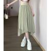 imagechouyatou Womens Asymmetrical Tulip Hem Party Dress Irregular Flowy Swing Accordion Pleated Midi Long SkirtGreen