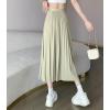 imagechouyatou Womens Asymmetrical Tulip Hem Party Dress Irregular Flowy Swing Accordion Pleated Midi Long SkirtGreen