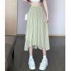imagechouyatou Womens Asymmetrical Tulip Hem Party Dress Irregular Flowy Swing Accordion Pleated Midi Long SkirtGreen
