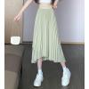 imagechouyatou Womens Asymmetrical Tulip Hem Party Dress Irregular Flowy Swing Accordion Pleated Midi Long SkirtGreen