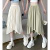 imagechouyatou Womens Asymmetrical Tulip Hem Party Dress Irregular Flowy Swing Accordion Pleated Midi Long SkirtGreen