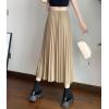 imagechouyatou Womens Asymmetrical Tulip Hem Party Dress Irregular Flowy Swing Accordion Pleated Midi Long SkirtKhaki