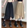 imagechouyatou Womens Asymmetrical Tulip Hem Party Dress Irregular Flowy Swing Accordion Pleated Midi Long SkirtKhaki