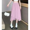 imagechouyatou Womens Asymmetrical Tulip Hem Party Dress Irregular Flowy Swing Accordion Pleated Midi Long SkirtPink