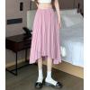 imagechouyatou Womens Asymmetrical Tulip Hem Party Dress Irregular Flowy Swing Accordion Pleated Midi Long SkirtPink