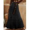 imagechouyatou Womens Boho Floral Embroidered Knit Skirt Lace Crochet Eyelet Elastic Waist Flared Maxi SkirtBlack