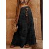 imagechouyatou Womens Boho Floral Embroidered Knit Skirt Lace Crochet Eyelet Elastic Waist Flared Maxi SkirtBlack