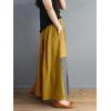imagechouyatou Womens Color Block Plaid Patchwork Skirt Elastic Waist Pleated Cotton Linen Long Skirt with PocketsYellow
