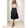 imagechouyatou Womens Elegant High Waist ALine Pu Faux Leather Pleated Midi Long Skirt