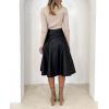 imagechouyatou Womens Elegant High Waist ALine Pu Faux Leather Pleated Midi Long Skirt