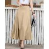 imagechouyatou Womens High Waisted ALine Midi Skirt Vintage Work Cargo Skirt Long Skater SkirtKhaki