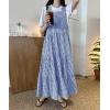 imagechouyatou Womens Retro Plaid Suspender Maxi Dress Sleeveless Ruffle Tiered Overall Jumper Long DressBlue