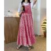 imagechouyatou Womens Retro Plaid Suspender Maxi Dress Sleeveless Ruffle Tiered Overall Jumper Long DressRed