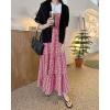imagechouyatou Womens Retro Plaid Suspender Maxi Dress Sleeveless Ruffle Tiered Overall Jumper Long DressRed