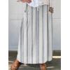 imagechouyatou Womens Vertical Striped High Waist Maxi Skirt Vintage Floral Cotton Long Skirt with PocketsPin Striped