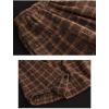 imagechouyatou Womens Vintage Plaid Pleated Wool Skirt Elastic Waist ALine Midi Long Swing Skirt with PocketsBrown