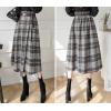 imagechouyatou Womens Vintage Plaid Wool Blend Midi Skirt Houndstooth A Line Wool Long Skirt with BeltGray White