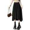 imagechouyatou Womens Asymmetrical Tulip Hem Party Dress Irregular Flowy Swing Accordion Pleated Midi Long SkirtBlack