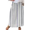 imagechouyatou Womens Vertical Striped High Waist Maxi Skirt Vintage Floral Cotton Long Skirt with PocketsPin Striped