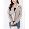 imagechouyatou Womens Business Casual Crop Wool Coat Double Breasted Dressy Short Blazer Jacket Pea CoatBeige