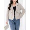 imagechouyatou Womens Business Casual Crop Wool Coat Double Breasted Dressy Short Blazer Jacket Pea CoatBeige